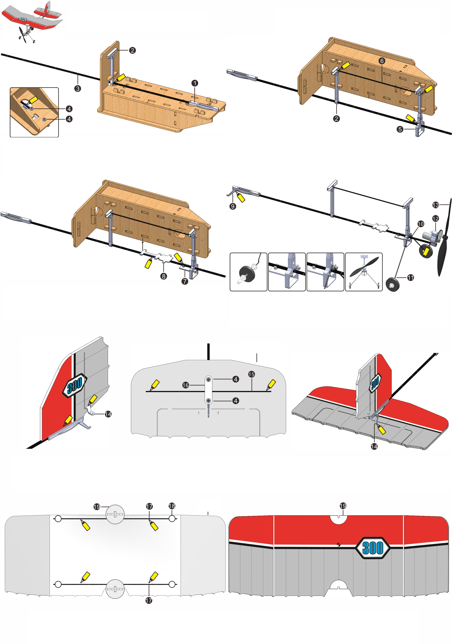 TY-Modell-300-Rot-300mm-Spannweite-PP-Schaumstoff-DIY-Micro-Indoor-Slow-Flyer-RC-Flugzeug-Gleiter-KI-1982358-4